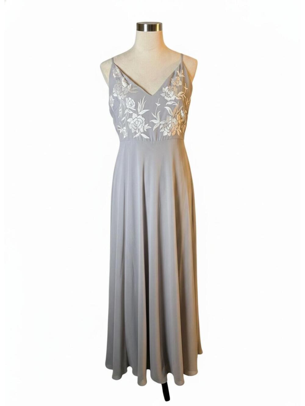 BHLDN Sadia Dress, Anthropologie, Fog, Size 12, Maxi, Formal Gown